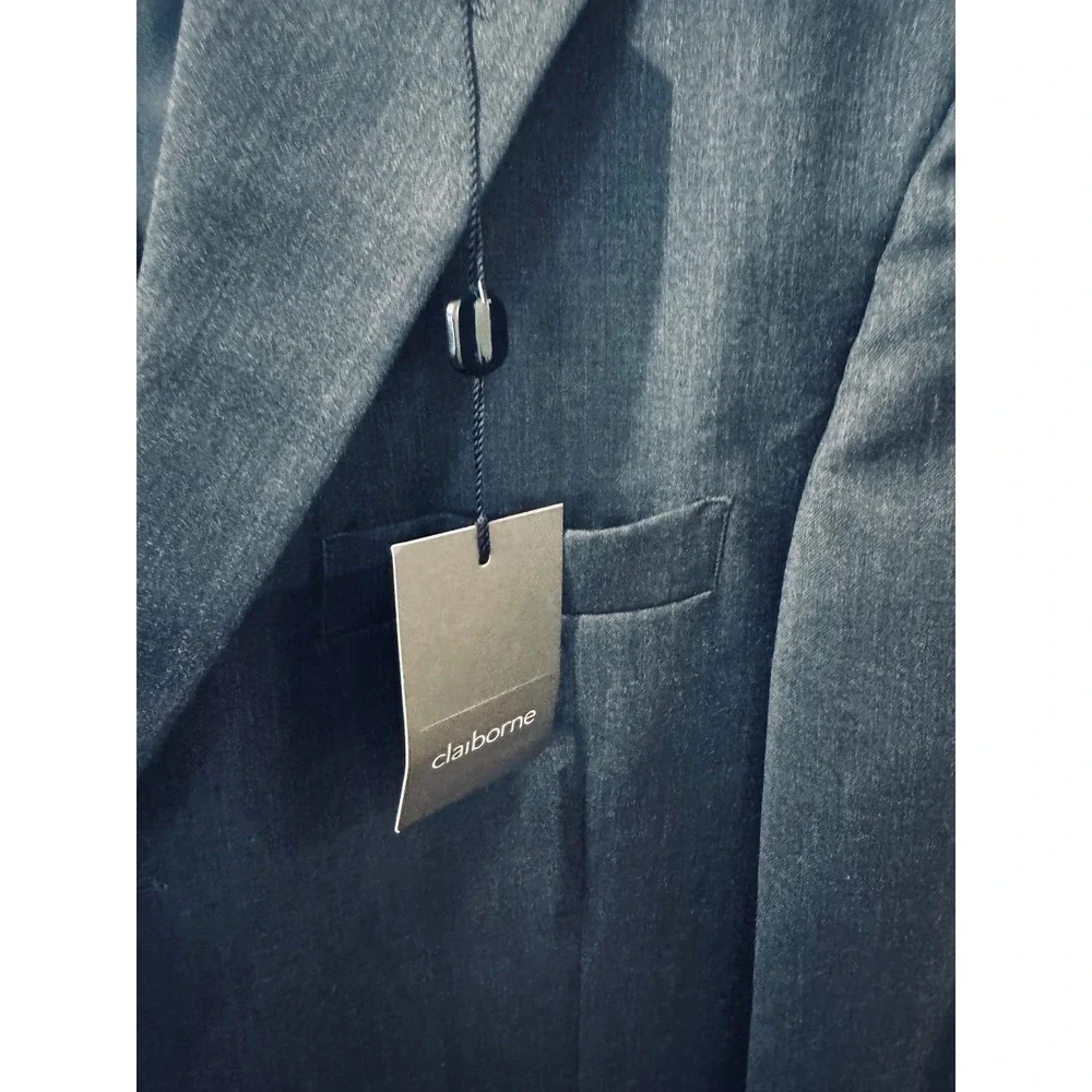 Claiborne Men's NWT Charcoal Gray Wool Blend‎ Suit Jacket Blazer 42L